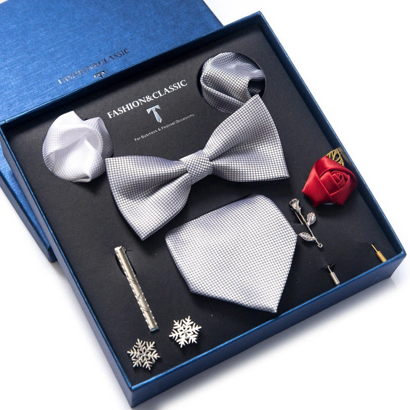 Stijlvolle Heren Cadeauset: 8 Delige Necktie, Pochet, Manchetknopen & Meer! Perfect als Geschenk LB207